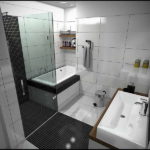 Salle de bain design noir et blanc pratique