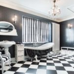 Salle de bain en damier damier noir et blanc
