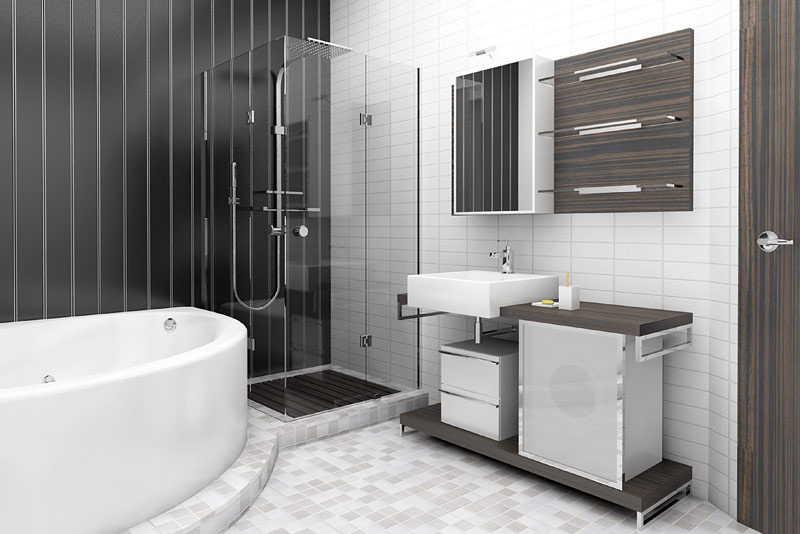 Black and white neutral tones bathroom