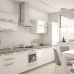 Yüksek teknoloji iç beyaz mutfak tasarımı