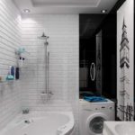 Design de baie în stil mansardă alb-negru