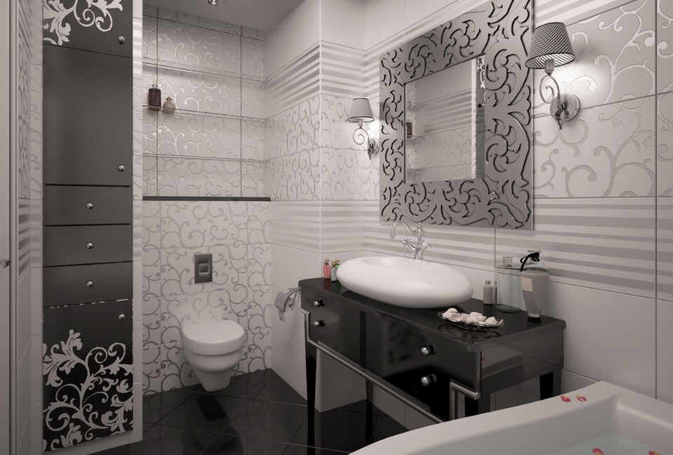 Siyah Beyaz Art Deco Banyo