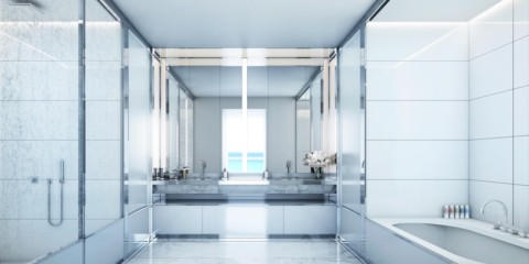 Baltā marmora vannas istaba