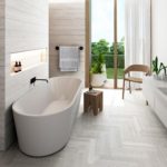 White bathroom style eco wood and laminate