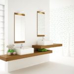 Balts vannas istabas eko un minimālisma stils.