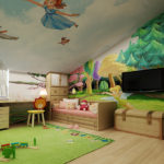 Le décor de la chambre des enfants le grenier peint au plafond