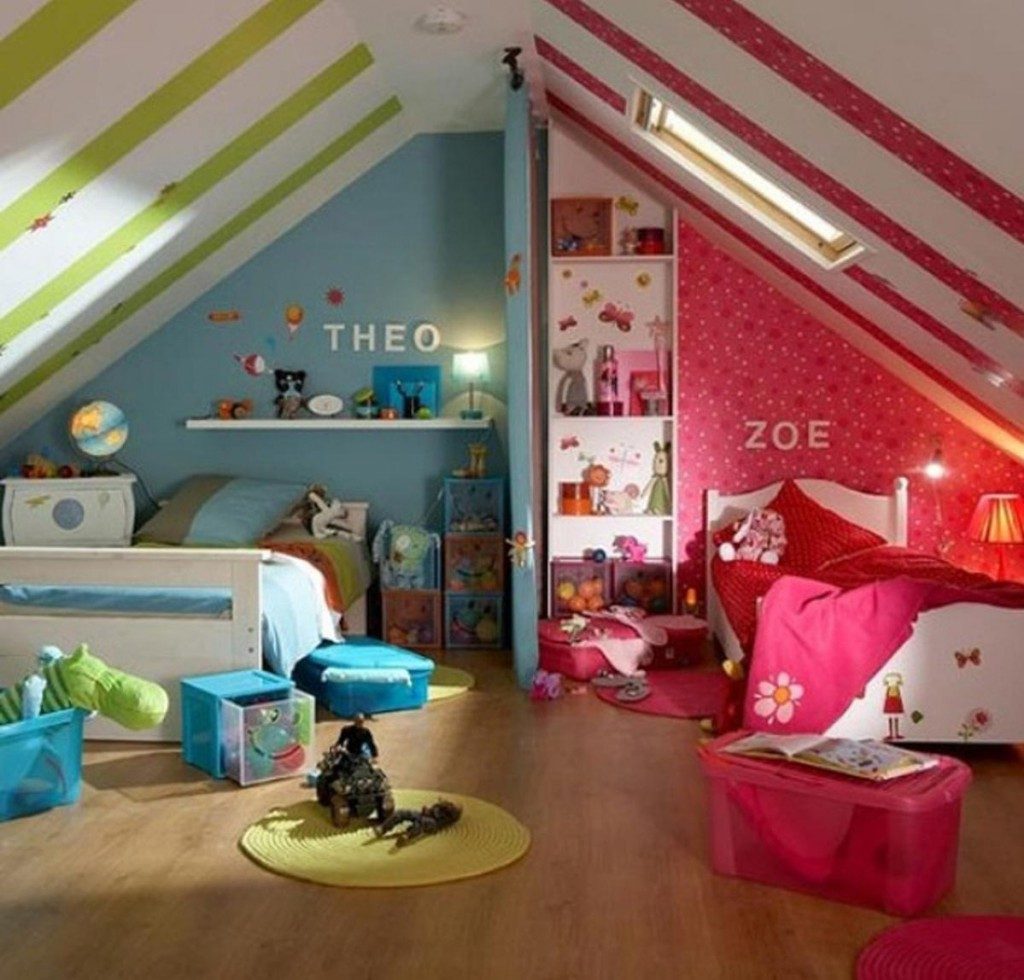 تصميم غرفة للأطفال لاثنين من ملحقات الأطفال من جنسين مختلفين