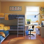 תכנון חדר ילדים לשני ילדים הטרוסקסואלים מיטת מתכת שתי שכבות