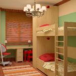 Bērnu istabas dizains diviem heteroseksuāliem bērniem jaunākā un vecākā vecumā