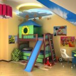 Bērnu istabas dizains diviem heteroseksuāliem maziem bērniem