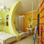 Design of a children's room for two heterosexual children, a partition and a Swedish wall