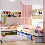Design of a children's room for two different-sex children with a canopy