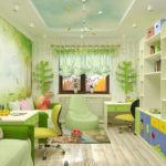 Design of a children's room for two heterosexual children with a whatnot