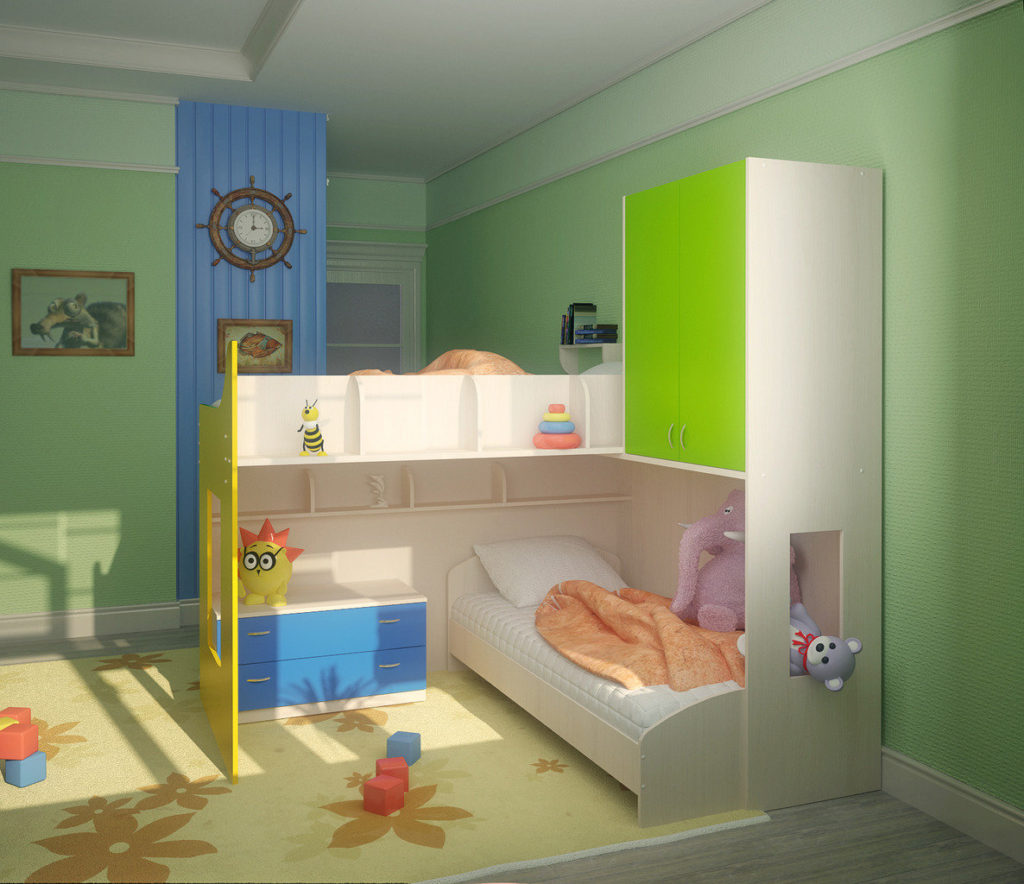 تصميم غرفة للأطفال لطفلين من جنسين مختلفين.