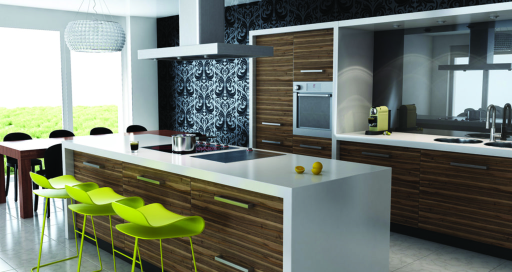 Virtuves dizains mūsdienīgā stilā aprīkotas mēbeles