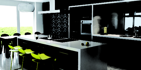 Virtuves dizains mūsdienīgā stilā aprīkotas mēbeles