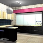 Modern style kitchen design with decorative tiles.