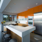 Kitchen design in a contemporary style with integrated appliances