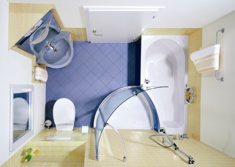 تصميم الحمام 6 متر مربع دش جنبا إلى جنب مع حوض الاستحمام