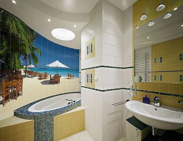 تصميم الحمام 6 متر مربع مع طباعة الصور