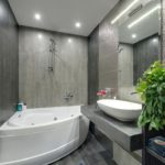 تصميم الحمام 6 متر مربع حوض الاستحمام مع سقف تمتد