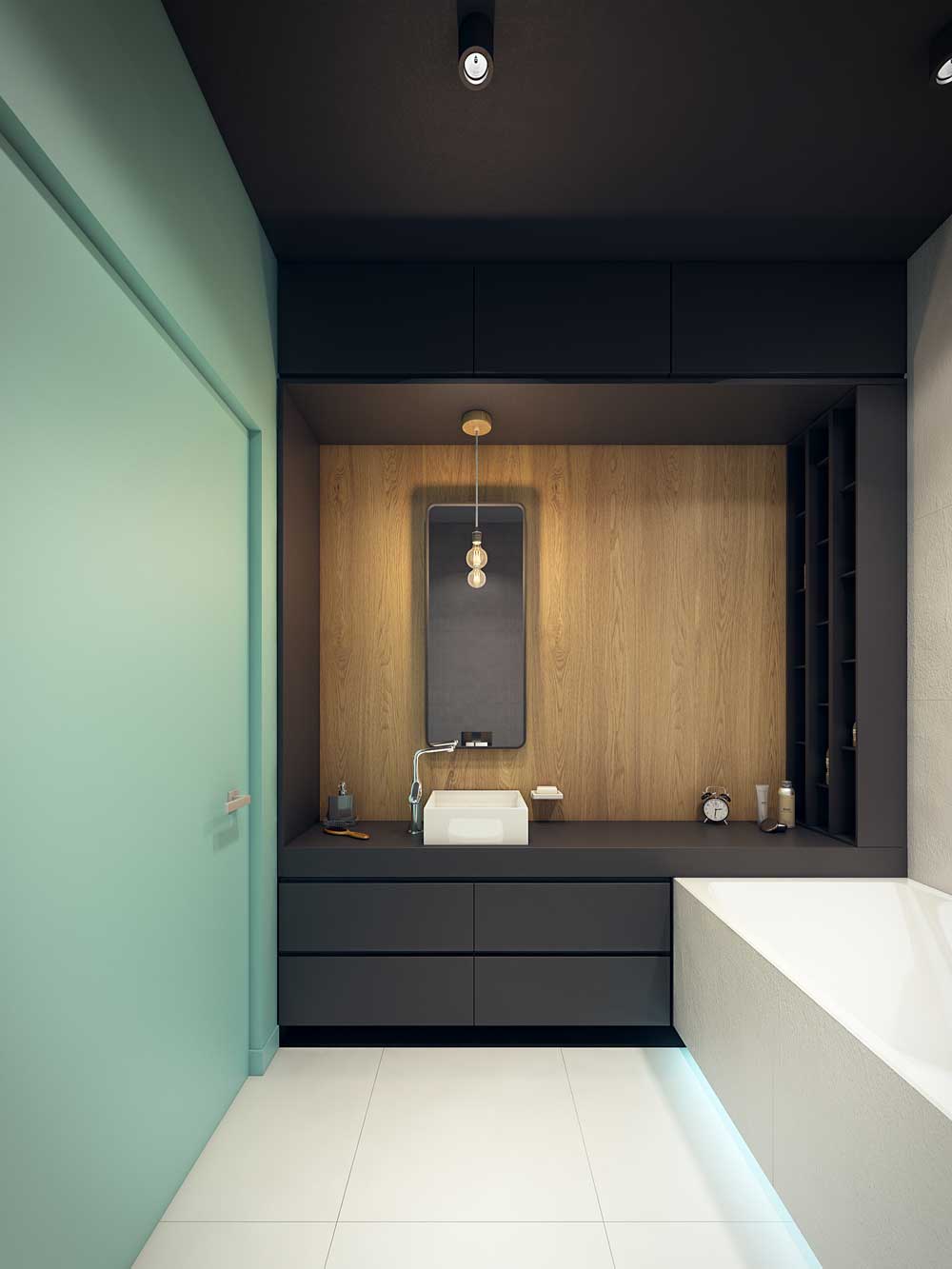 تصميم الحمام 6 متر مربع لون التقسيم