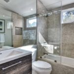 Bathroom design in a high-tech private basement house