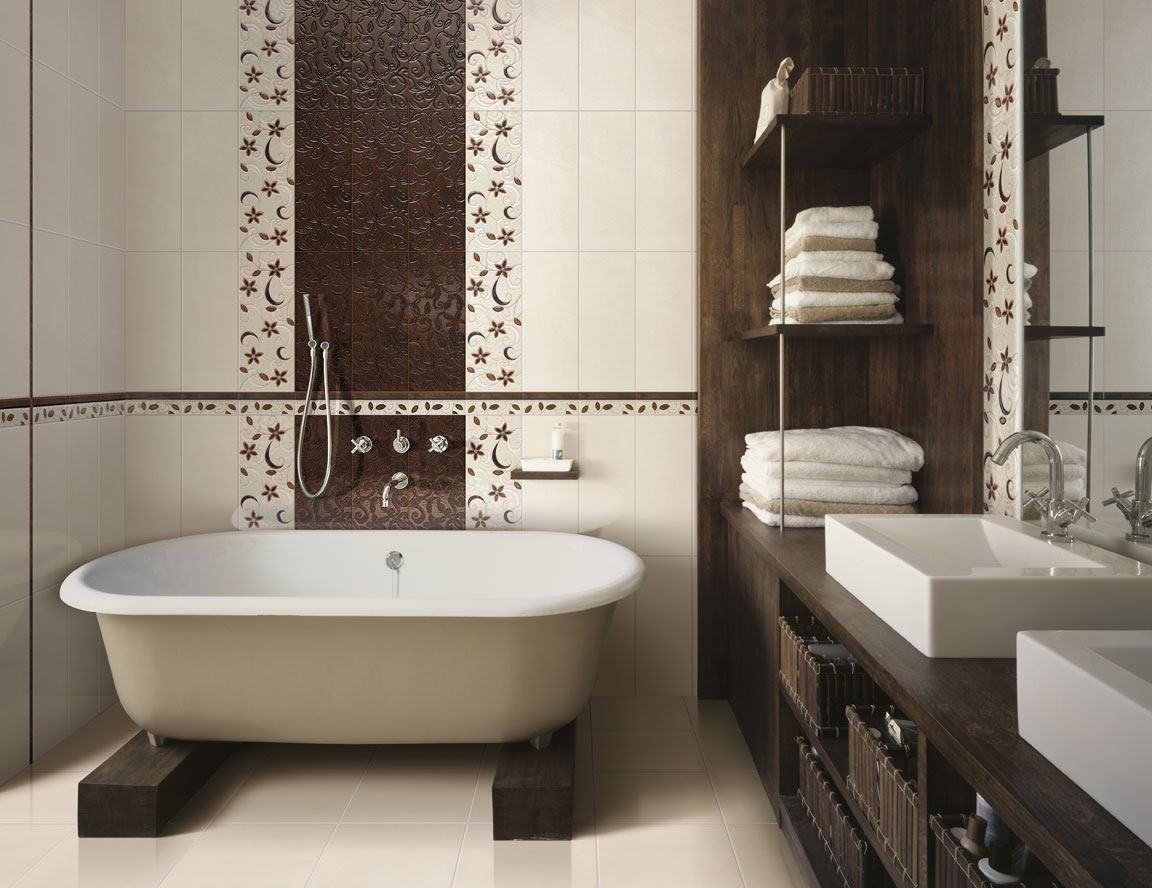 Design of a bathroom in a private house with functional furniture