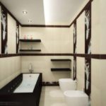Design of a bathroom in a private house in white and brown tones