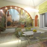 Wall mural kitchen interior composition with arch