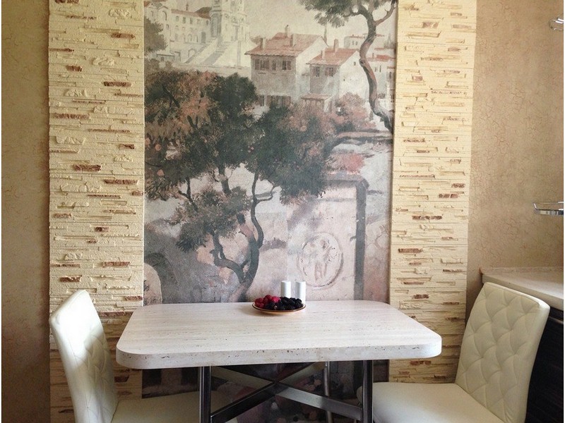 Photo wallpaper in the interior of the kitchen on a paper basis
