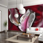Wall mural in the interior of the kitchen with abstract painting