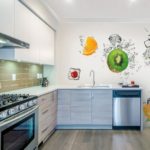 Wall mural kitchen interior with fresh fruit