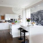Siyah beyaz mutfak iç duvar resmi