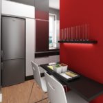 Réfrigérateur à l'intérieur de la cuisine dans des couleurs mates