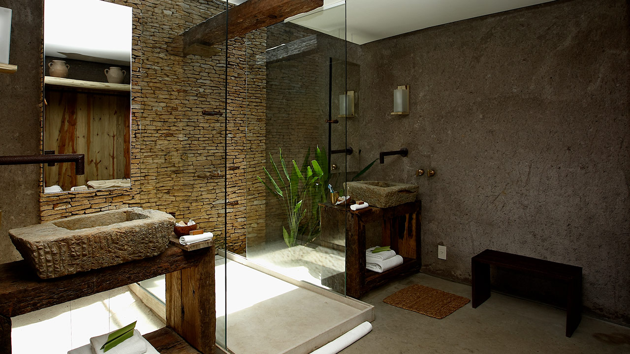 intérieur de salle de bain de style écologique