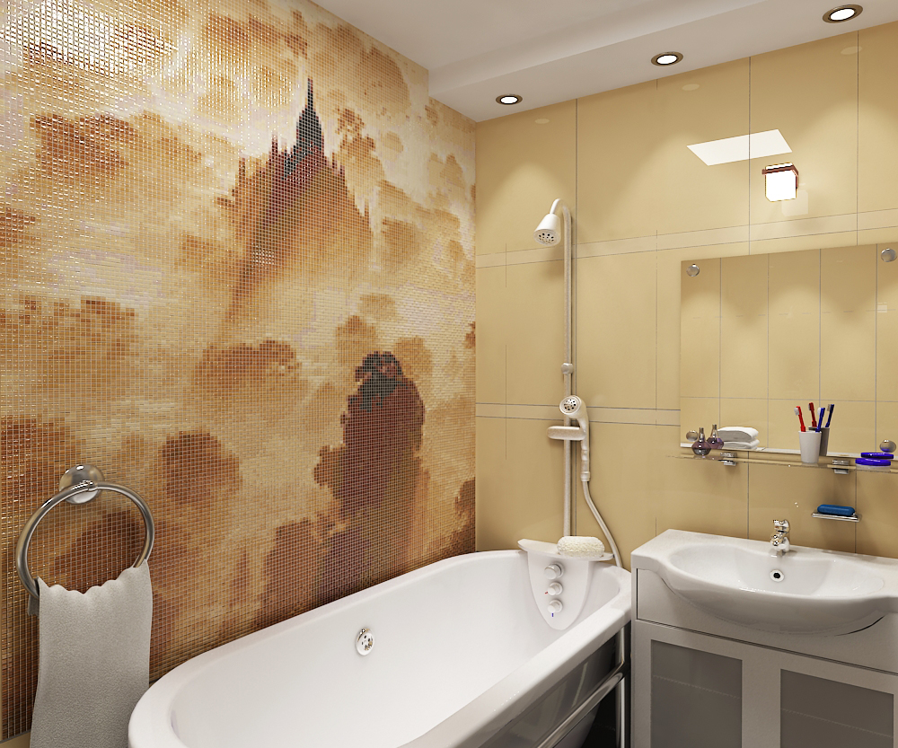 Mosaïque pour une salle de bain un paysage décoratif
