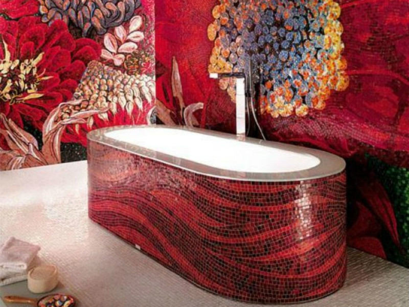 Mosaïque pour un dessin décoratif de salle de bain