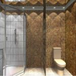 La mosaïque dans la salle de bain couvre tous les murs