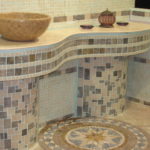Mozaik banyo tuvalet masasında
