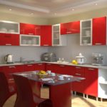 Combinație de culori bucătărie interior roșu domină