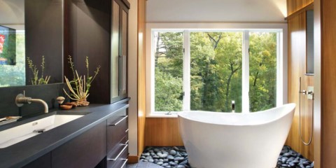 idées d'intérieur de salle de bain avec fenêtre