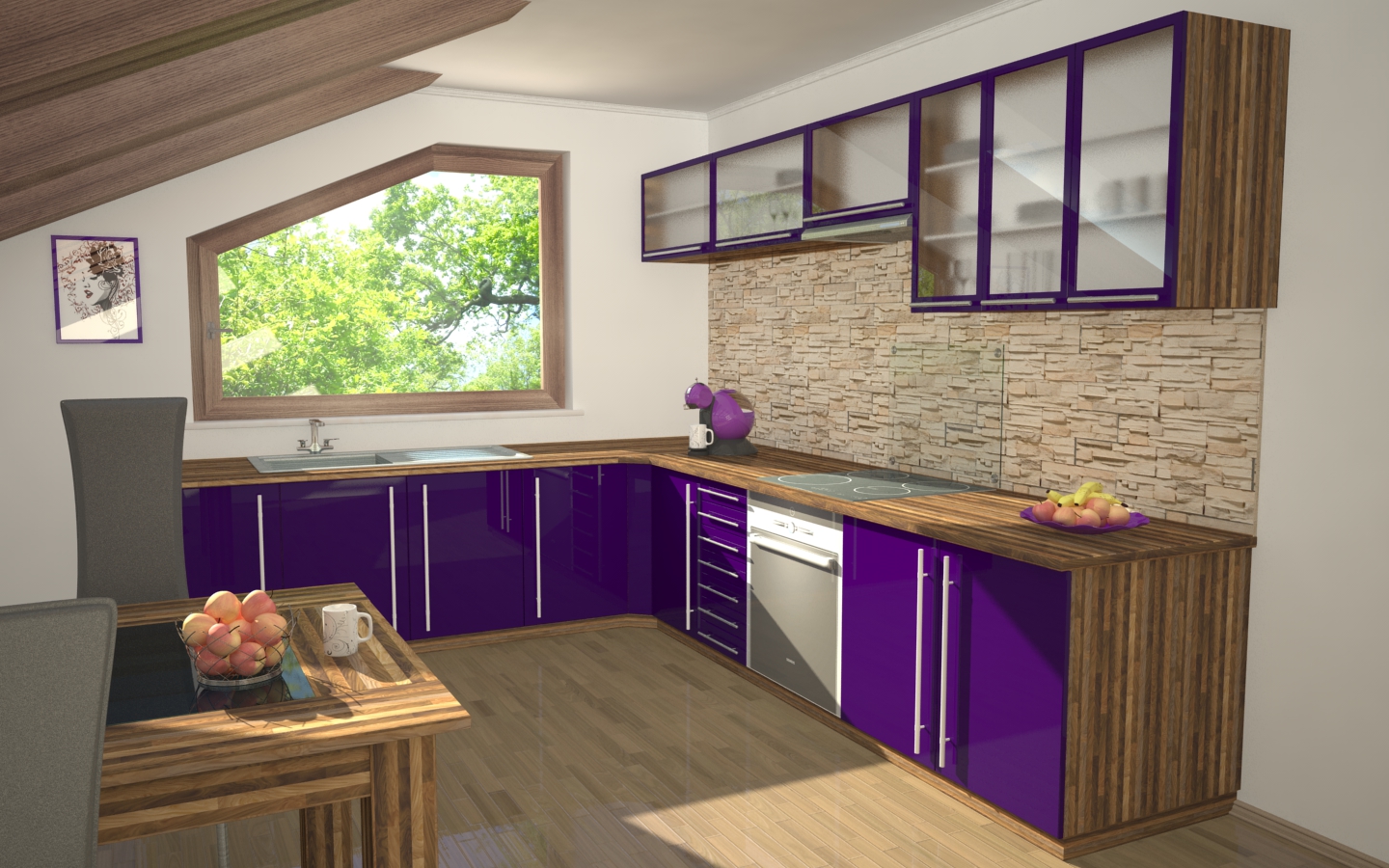 Violeta virtuve ar malku