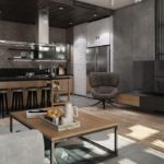 bucătărie living design 18 m2 mansardă