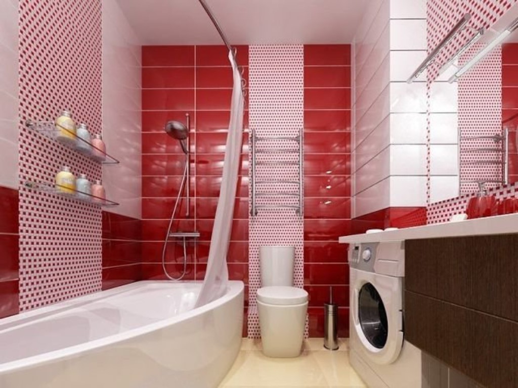 carrelage de salle de bain rouge