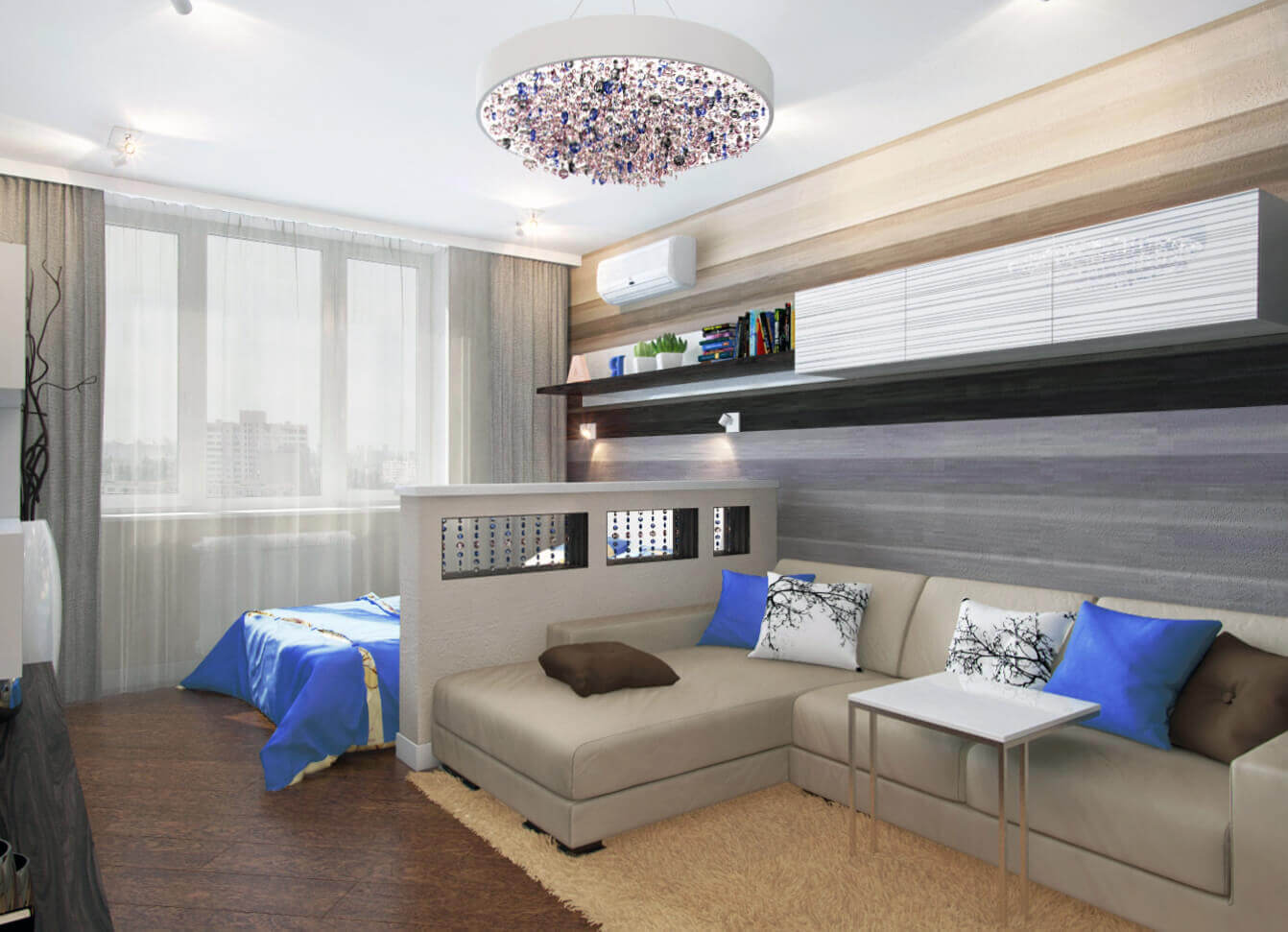 modern tasarım yatak odası oturma odası