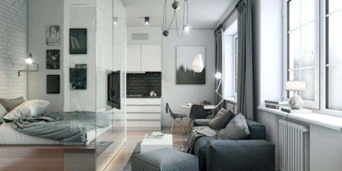 bedroom with living room