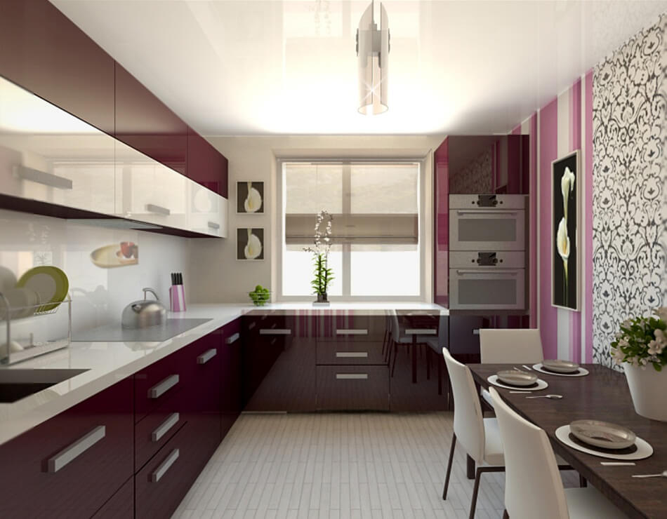 Kitchen design in a private house L-shaped layout