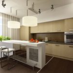 Kitchen design in a private house high-tech linear layout