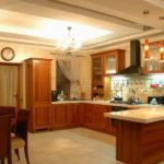 Kitchen design in a private classic U-shaped house